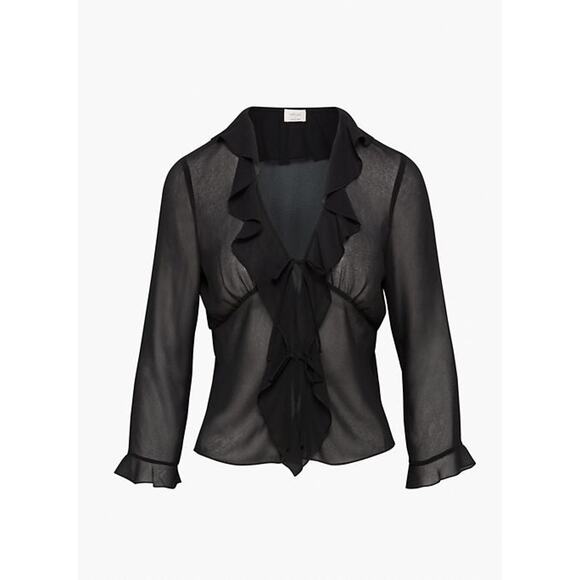 Wilfred Frenchy V-Neck Sheer Blouse Black - XS - Black - Picture 1 of 7